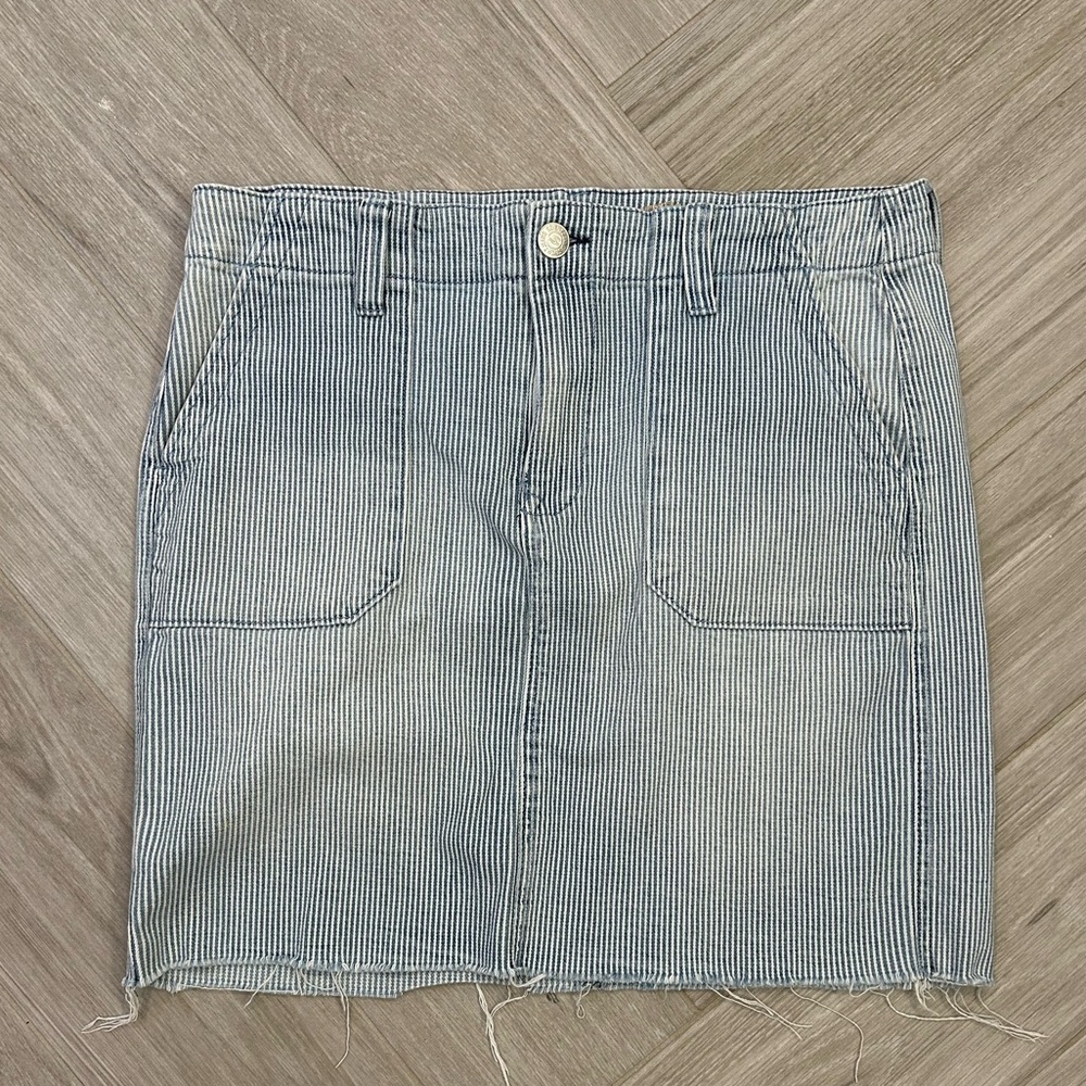 Seven7 Jeans Vertigo Stripe Denim Utility Skirt Size 8
